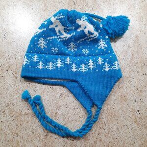 Bright blue 100% wool knit winter hat - Cappello brand